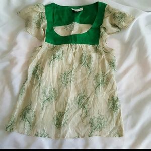 Kelley green sliver & off white babydoll top